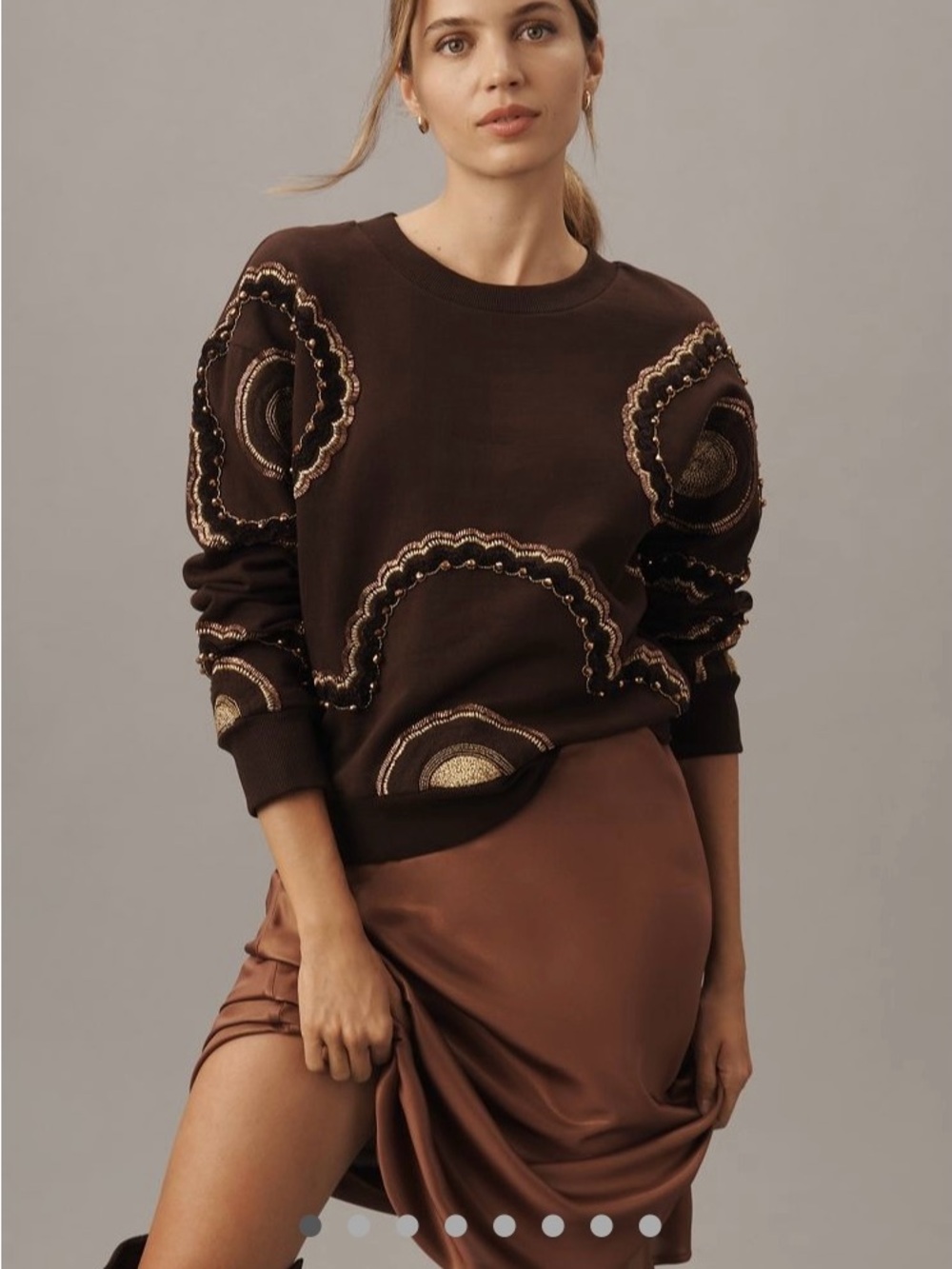 Anthropologie Ollari Embellished Pullover Sweatshirt.